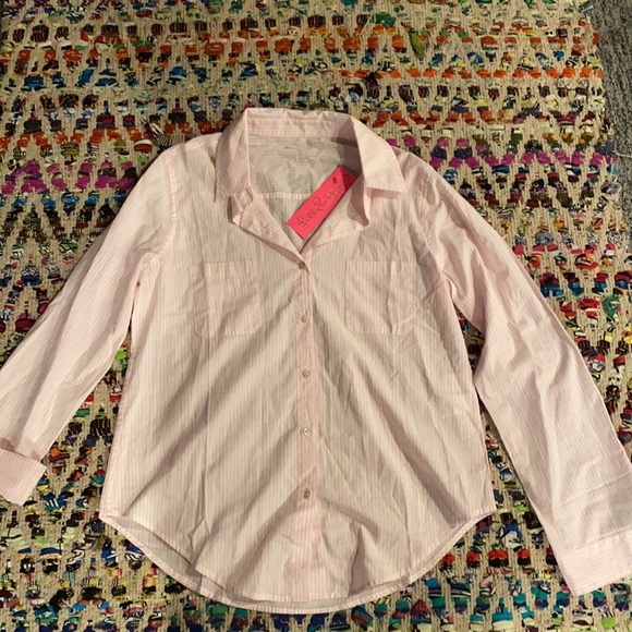 NWT pink and white Lily Pulitzer button down - Picture 1 of 3
